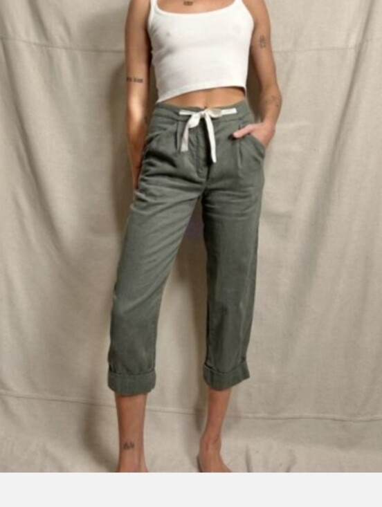 Aritzia Pants - ARITZIA | Wilfred Linen Allant crop pants with a ribbon green Sz 4